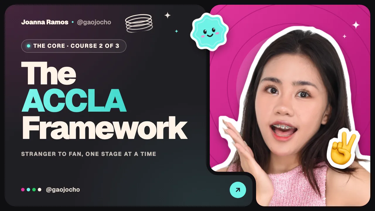 Joanna Ramos on the cover of The ACCLA Framework course: stranger to fan, one stage at a time